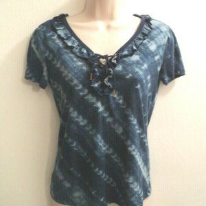 LRL Lauren Jeans Co Top Tie-Dyed Blue Size XS